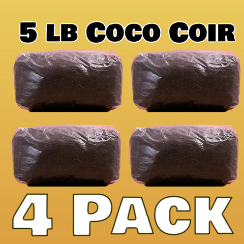 4 Pack- Sterilized Coco Coir Substrate: Ready to Use (5lb each CVG Blend)